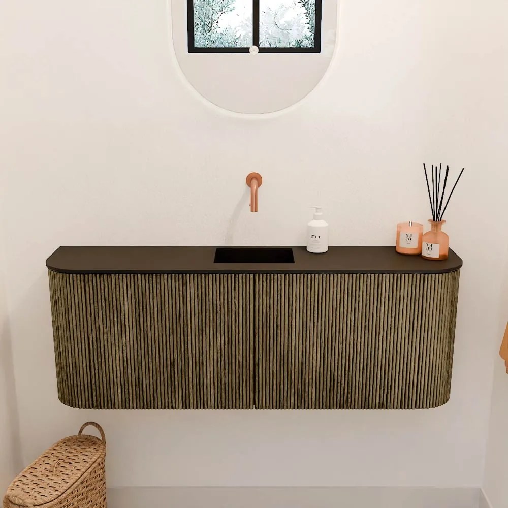 Mondiaz Joya 115cm toiletmeubel ronding links/rechts dusk met wastafel faye midden zonder kraangat urban