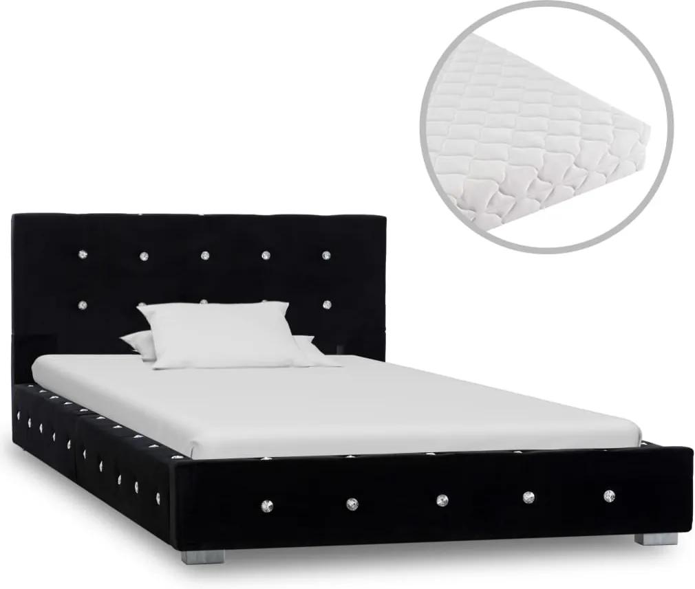 Bed met matras fluweel zwart 90x200 cm