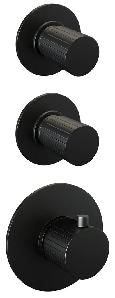 Brauer Stripe inbouw regendouche met 25cm hoofddouche, rechte muurarm en 3 standen handdouche en glijstang set 10 zwart mat