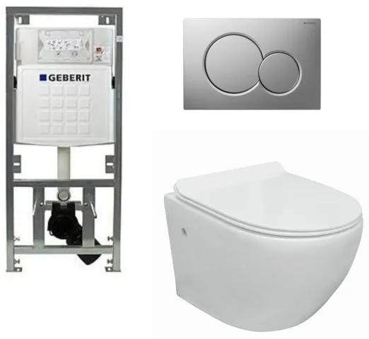 Go toiletset compact Rimless inclusief UP320 toiletreservoir met softclose en quickrelease toiletzitting met bedieningsplaat mat verchroomd