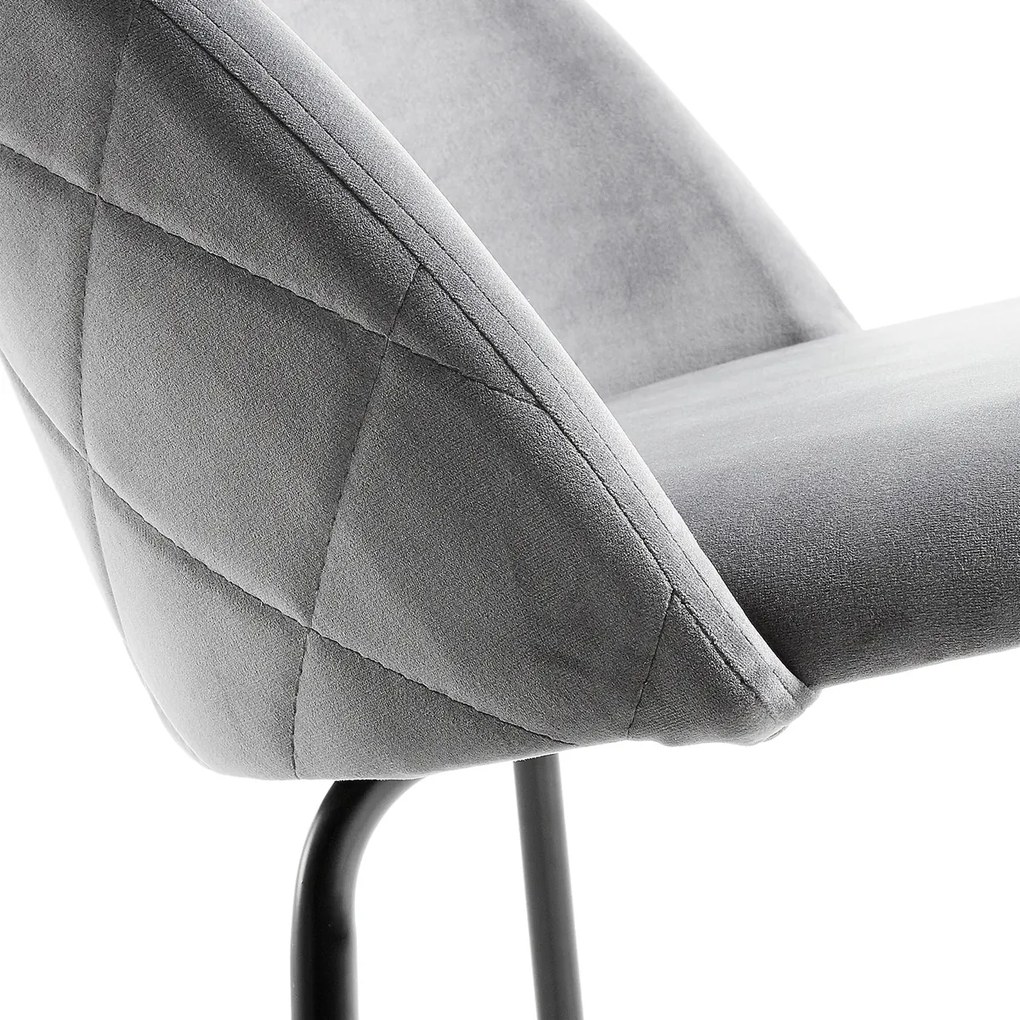 Kave Home Ivonne Fluwelen Design Barstoel Grijs