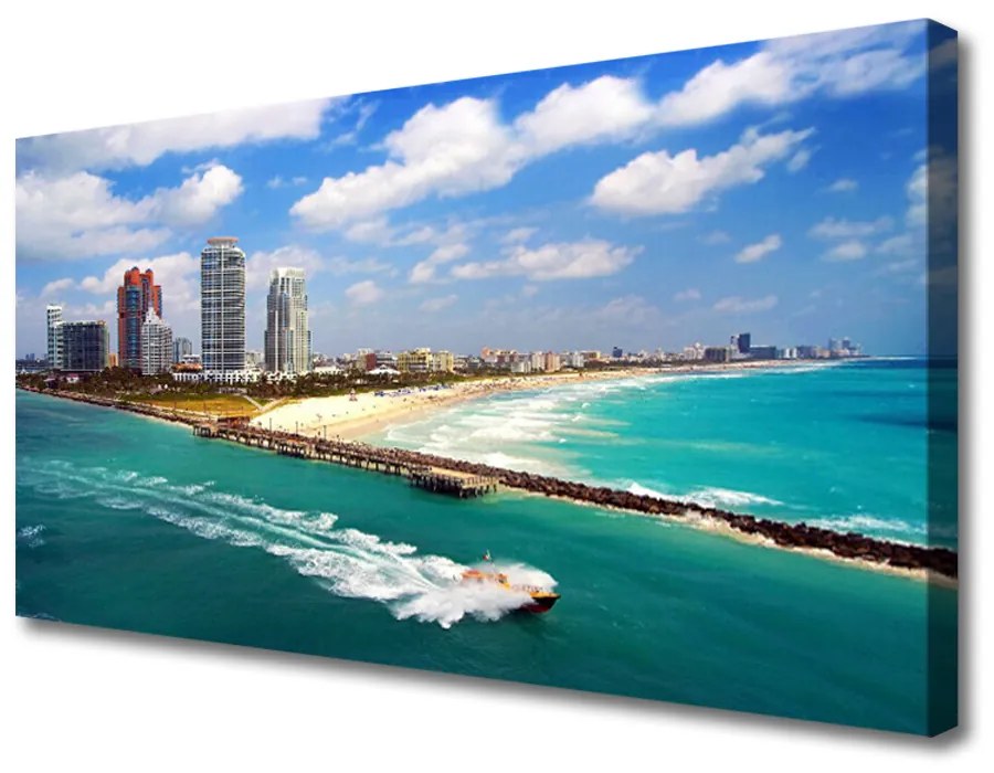 Schilderij op canvas Ocean city beach landschap 100x50 cm