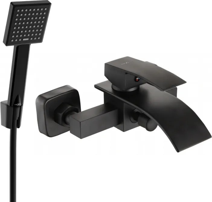 Mexen Aries R45 badkraan met douche set, zwart - 74483R45-70