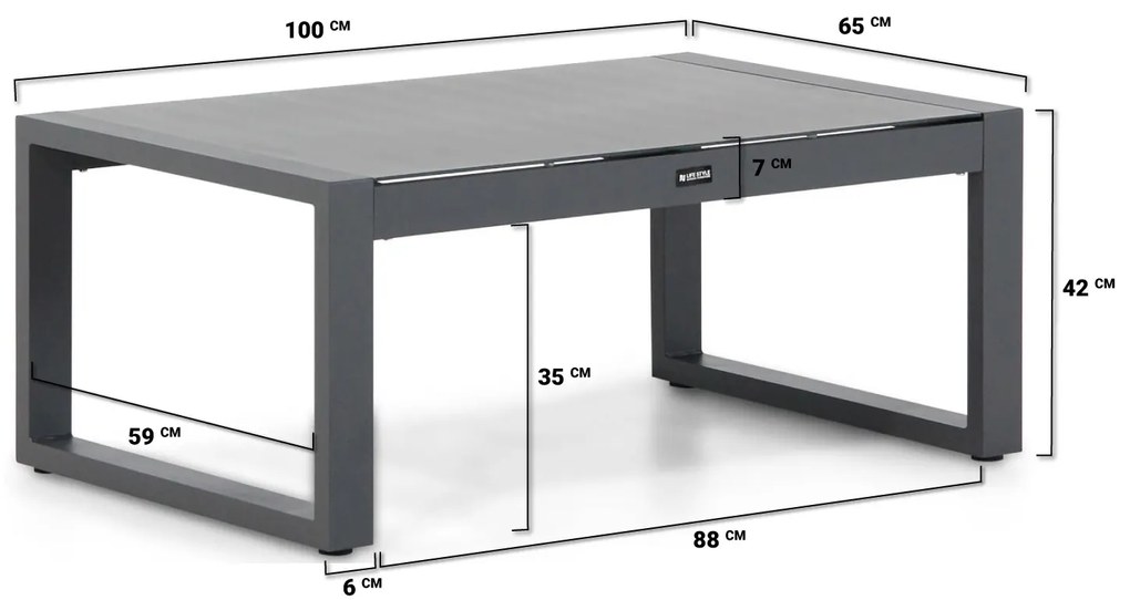 Stoel en Bank Loungeset Aluminium Grijs 4 personen Lifestyle Garden Furniture Batala