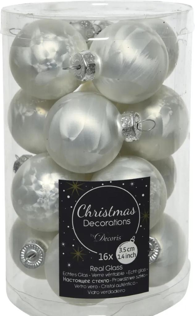 Kerstballen glas mat 35mm wit ijslak