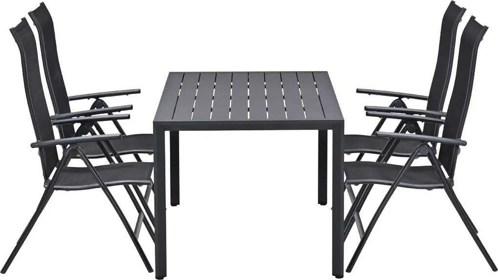 Garden Impressions Santos tuinset 5-delig - Kasper tuintafel 160x84 cm donker grijs