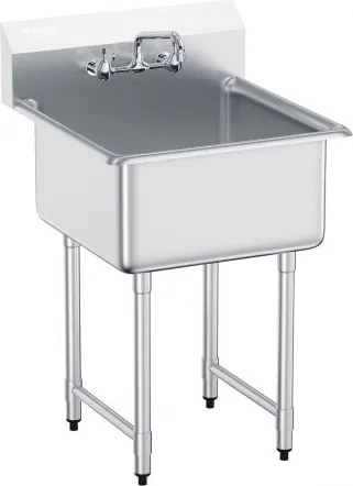 VEVOR RVS keukenspoelbak 686 x 610 x 1041 mm, RVS spoelbak met kraan 104 kg draagvermogen, RVS spoelbak Keukenspoelbak Vrijstaande spoelbak