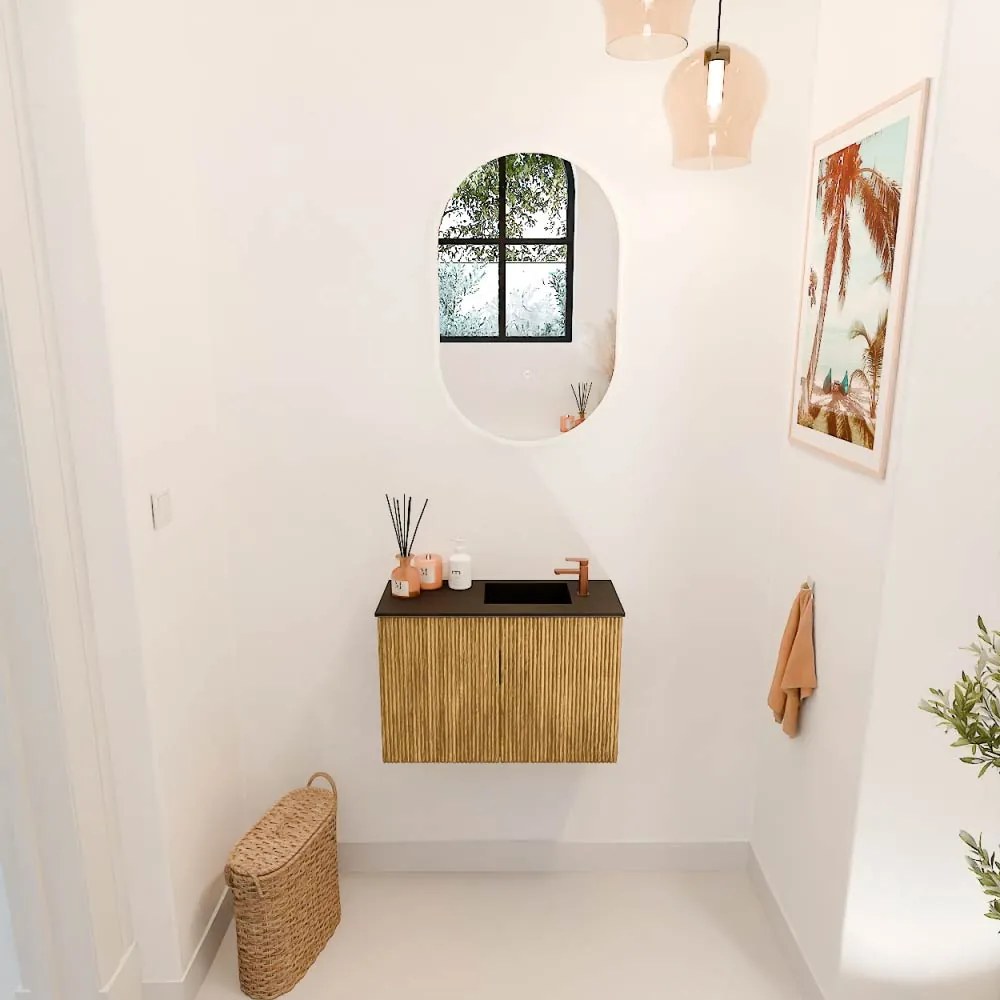 Mondiaz Joya 60cm toiletmeubel oak met wastafel faye rechts 1 kraangat urban