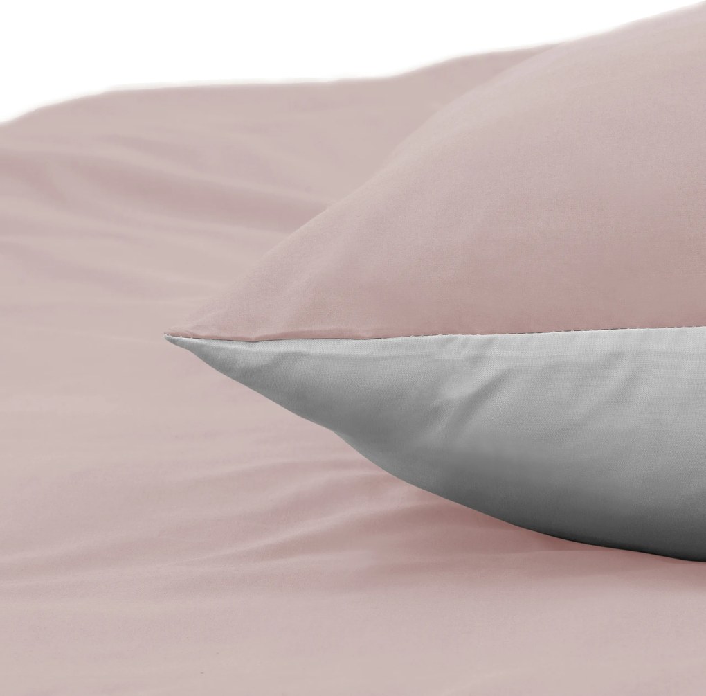 Dekbedovertrek Percal– 100% percal katoen – 140×200/220 – roze/wit
