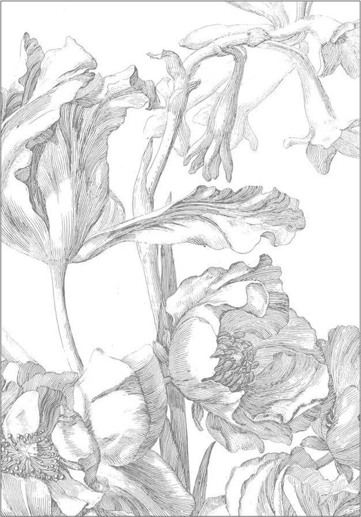Vliesbehang Engraved Flowers