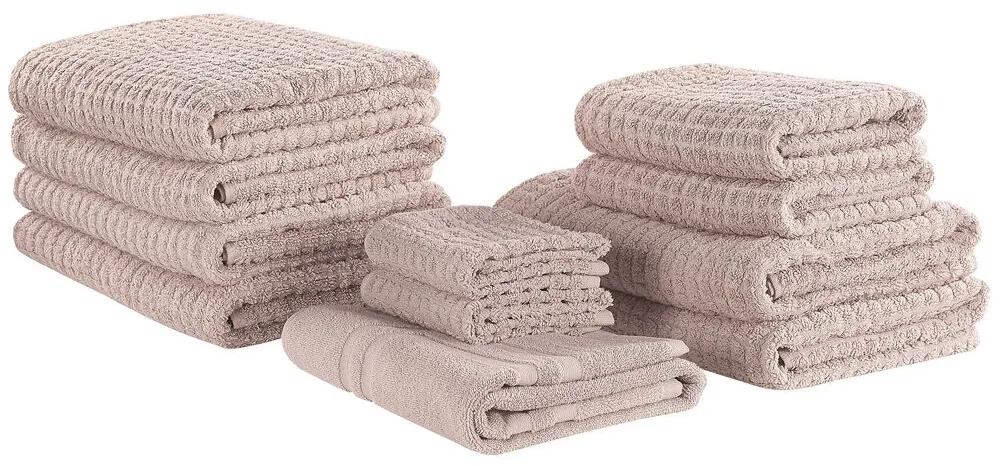 Handdoek set van 11 katoen roze ATAI Beliani