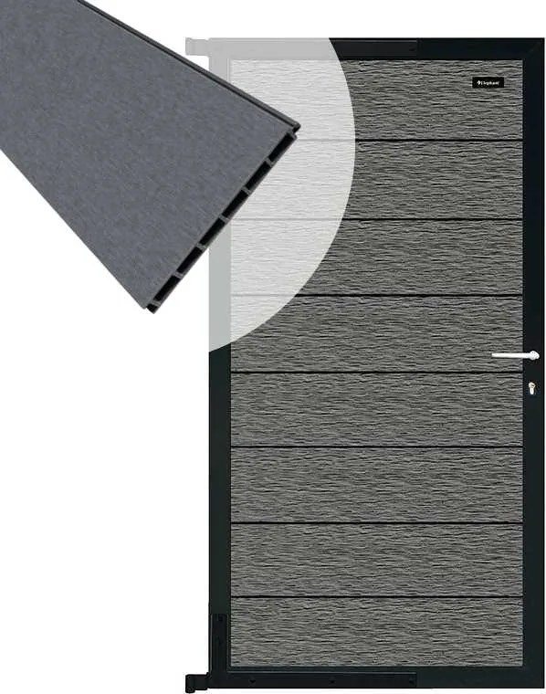 Tuindeur composiet Modular co-ex rock grey met antraciet alu frame compleet (90 x 180 cm)