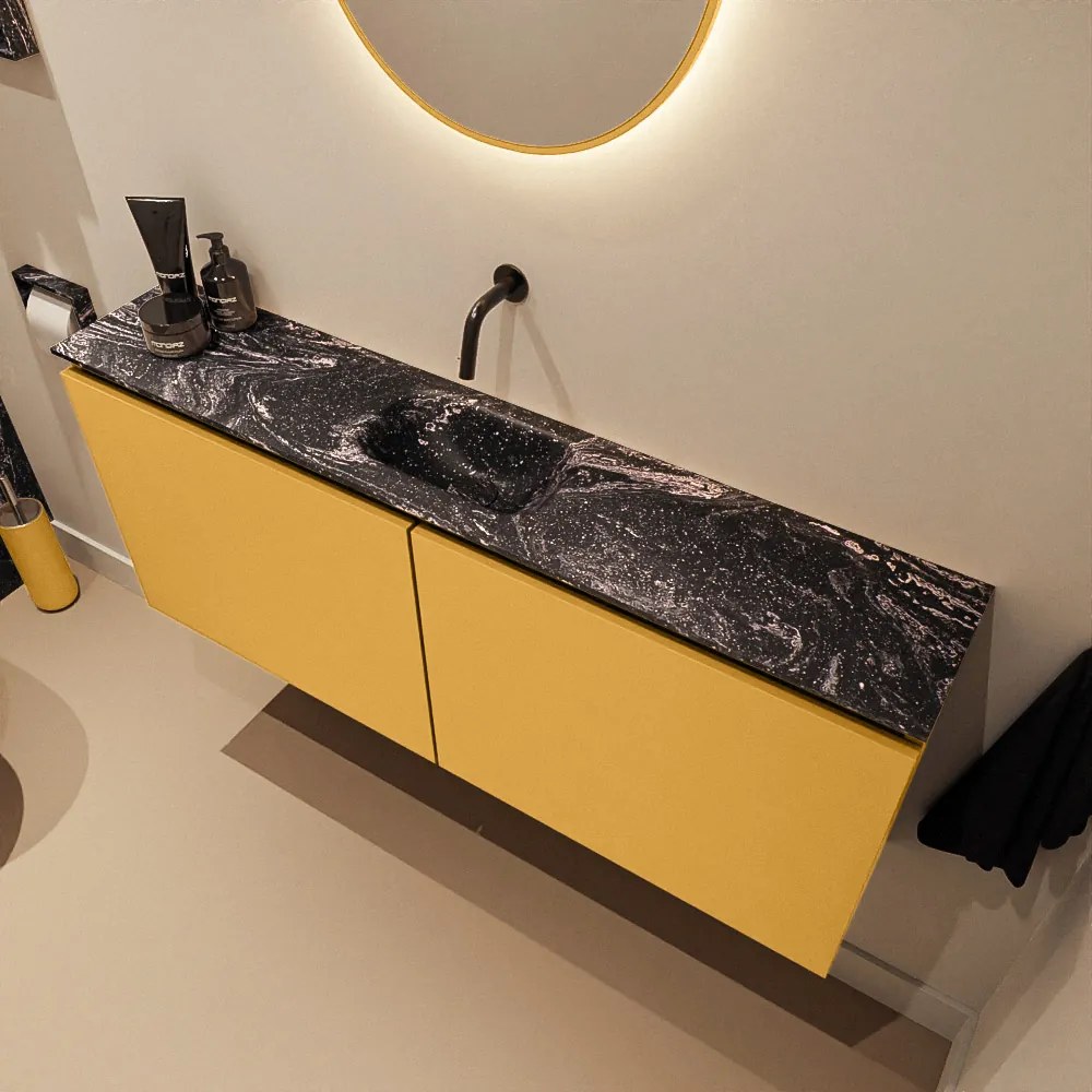 Mondiaz Ture DLux toiletmeubel 120cm ocher met wastafel lava midden zonder kraangat