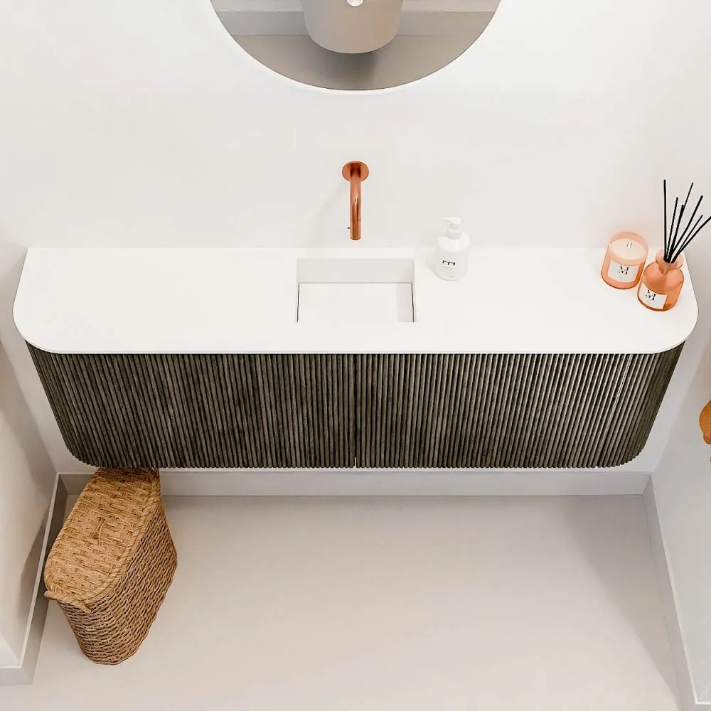 Mondiaz Joya 125cm toiletmeubel ronding links/rechts shadow met wastafel faye midden zonder kraangat talc