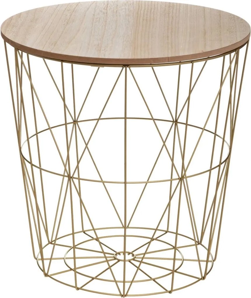 Atmosphera gouden bijzettafel 'Kumi' met metalen poten - Diameter 39,5 x H41 cm