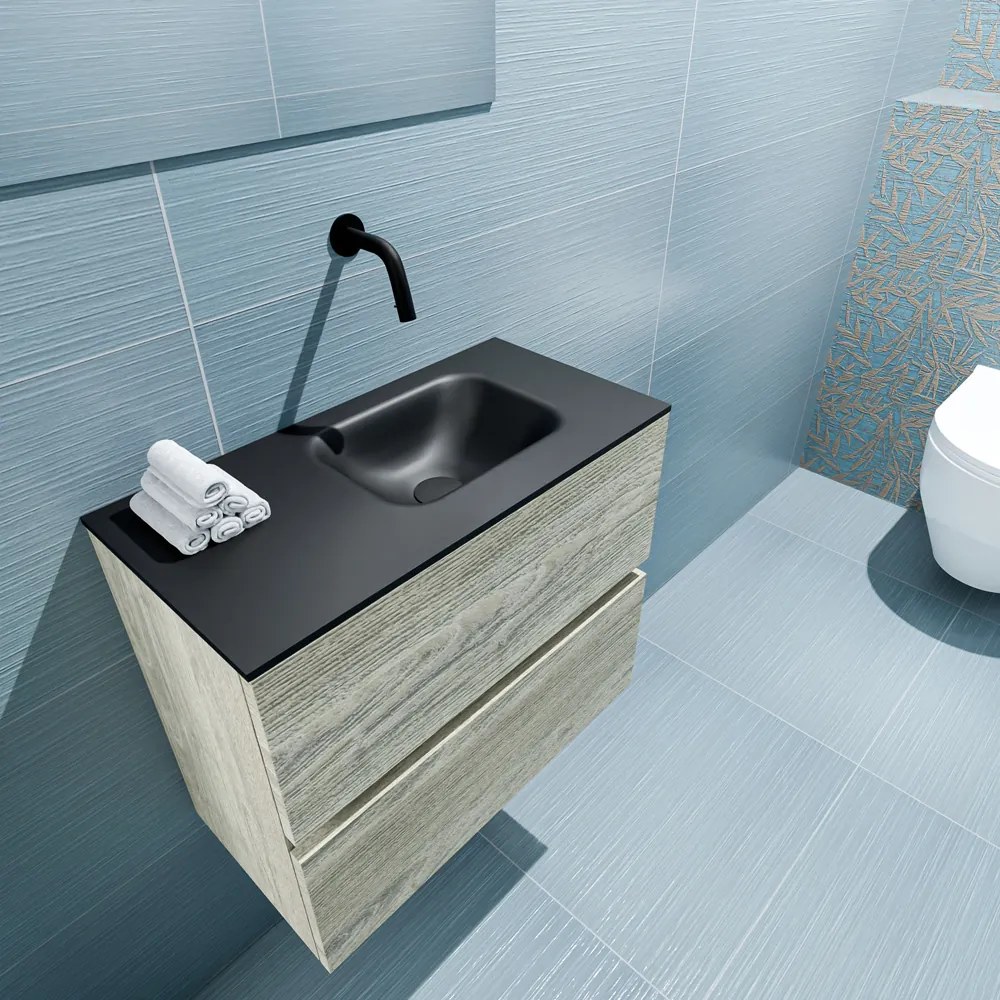 Mondiaz Ada 60cm toiletmeubel light brown grey met wastafel urban rechts zonder kraangat