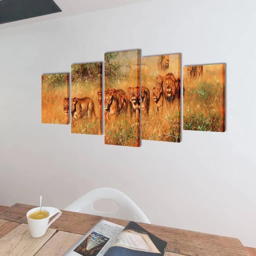 vidaXL Canvasdoeken Leeuwen 100 x 50 cm