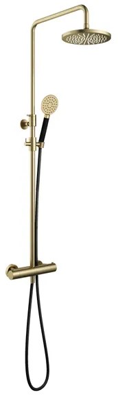 Hotbath Cobber thermostatische regendoucheset met 20cm ronde hoofddouche ronde handdouche messing SDS9BB1