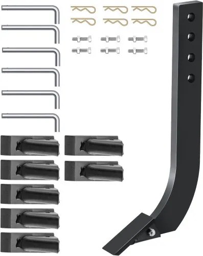 VEVOR Box Blade Shaft, 464 mm verticuteeras, 4-gats box schraperas met verwijderbare conische tanden en pennen, verstelbare asconstructie voor vervanging, graven, ploegen, 6-pack