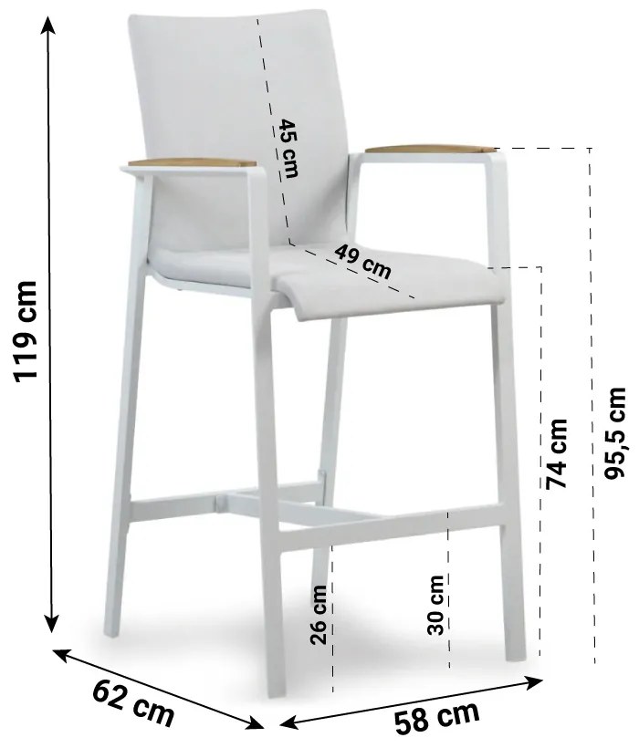 Barstoel Aluminium Wit Lifestyle Garden Furniture Brandon  wit