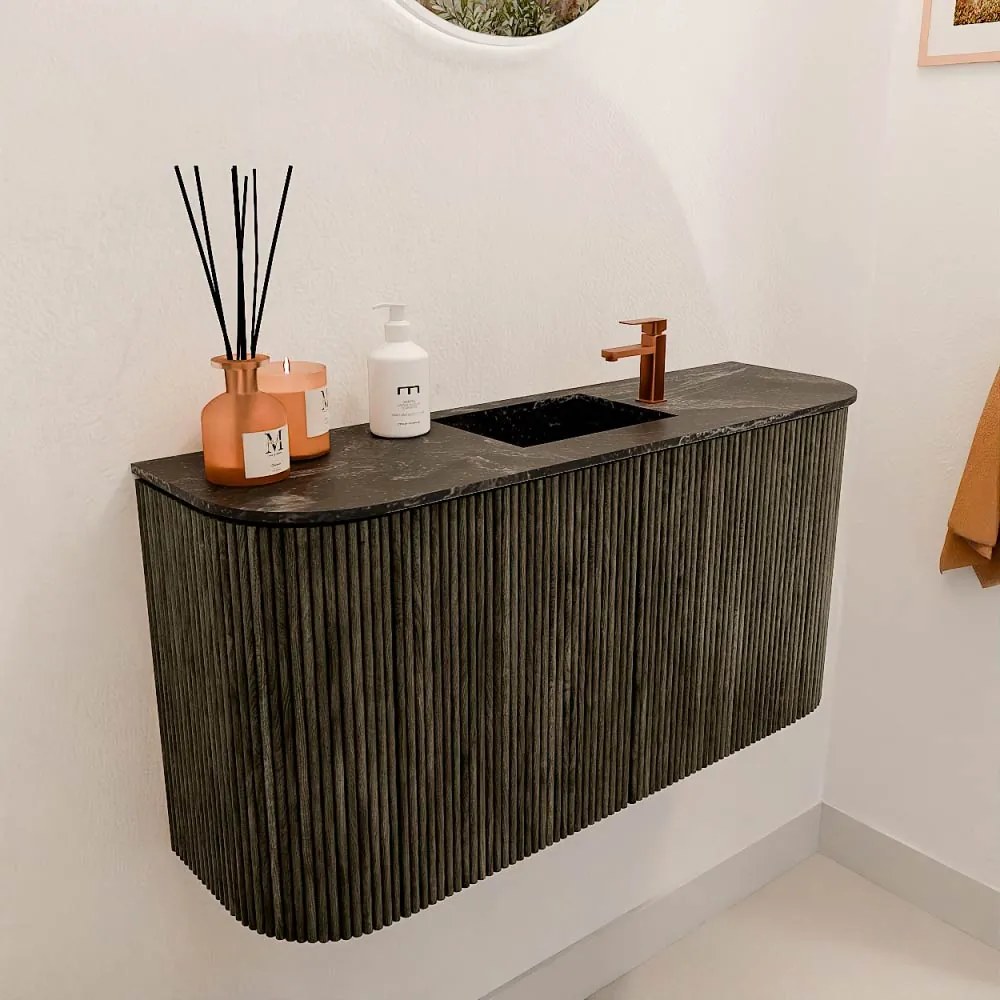 Mondiaz Joya DLux 85cm toiletmeubel ronding links/rechts shadow met wastafel faye midden 1 kraangat lava