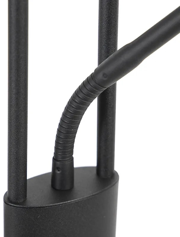 Moderne vloerlamp zwart incl. LED met leesarm - Divine