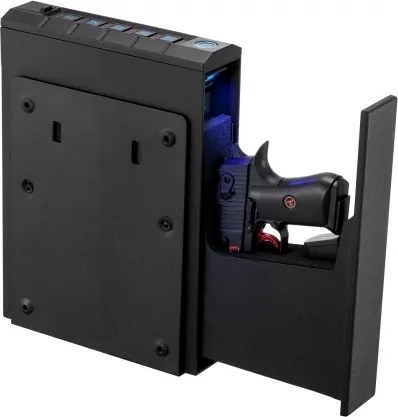 VEVOR Wapenkluis, Pistoolkluis met vingerafdruk/wachtwoord (vijf cijfers)/sleutel, Wapenkoffer met verlichting voor 1 pistool en magazijn, 23 x 7 x 32 cm, Wapenkoffer voor nachtkastje