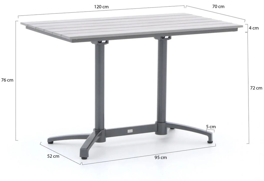 Bellagio Canzo klaptafel 120x70x76cm