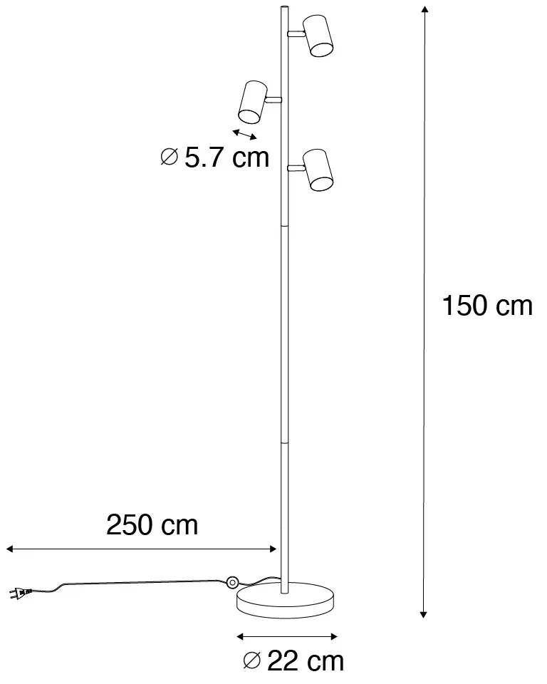 Moderne vloerlamp brons 3-lichts - Jeana Modern GU10 Binnenverlichting Lamp