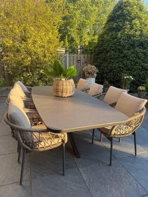 Julia naturel rope dining tuinstoel - Antraciet