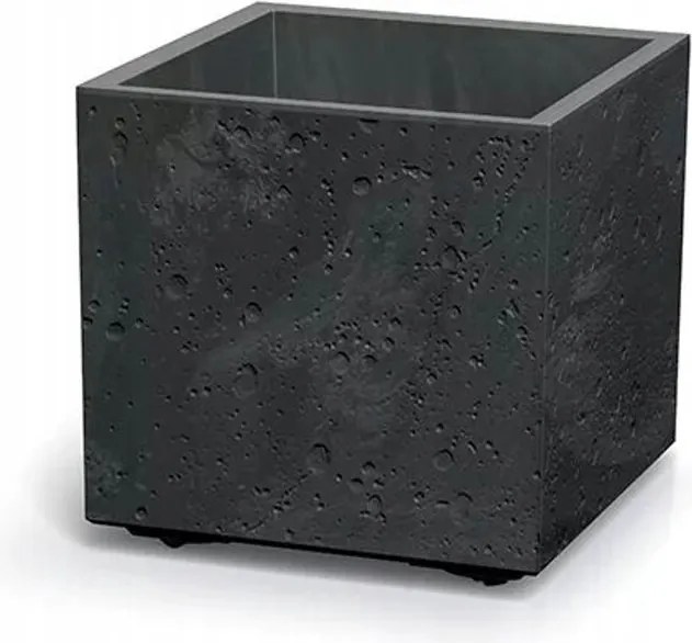 Prosperplast Sierra Square Beton Effect Plantenbak op wielen - Zwart Beton - 38,5x38,5 cm