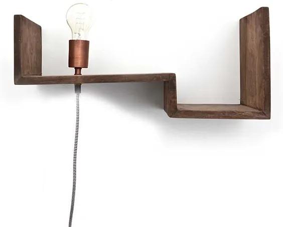Wandplank lamp 50 cm bruin