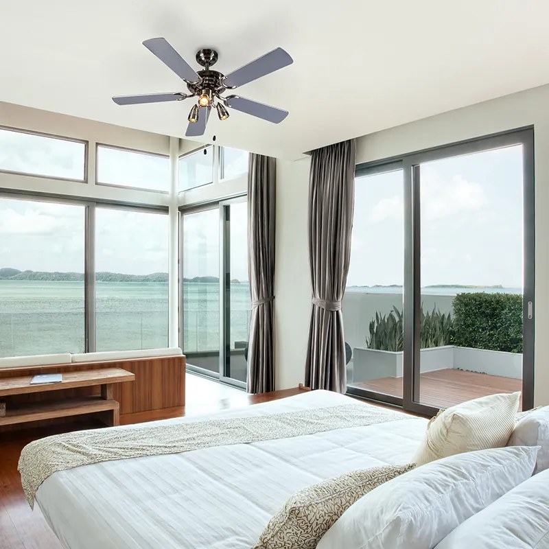 Plafondventilator staal 110cm 3-lichts met trekschakelaar - Mistral