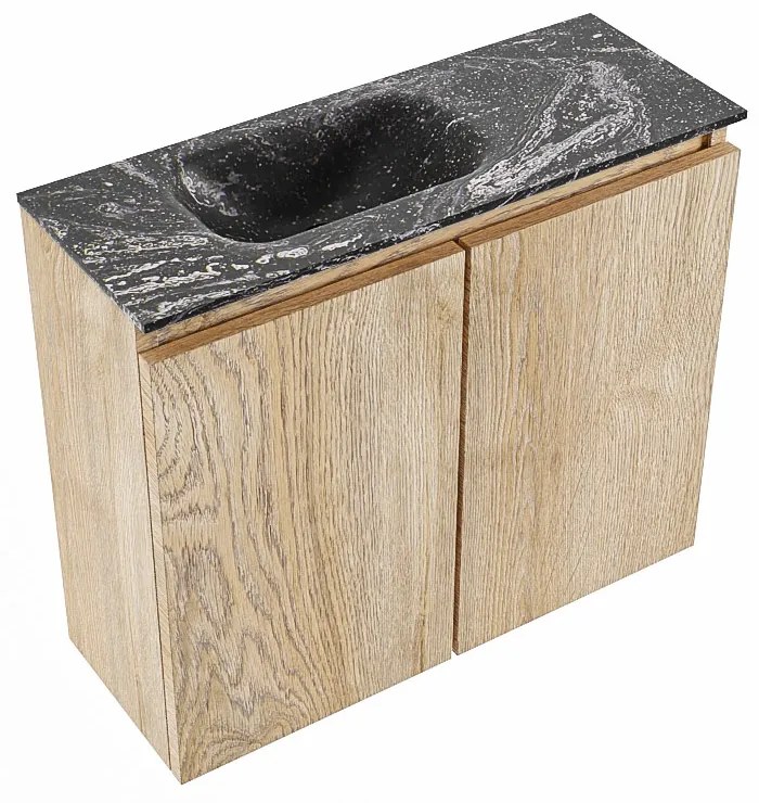 Mondiaz Ture DLux toiletmeubel 60cm washed oak met wastafel lava links zonder kraangat