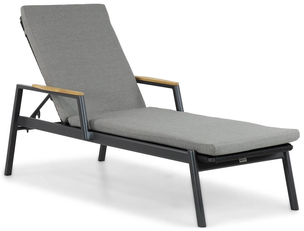 Coco Ralph Ligbed Verstelbaar Aluminium/wicker Grijs