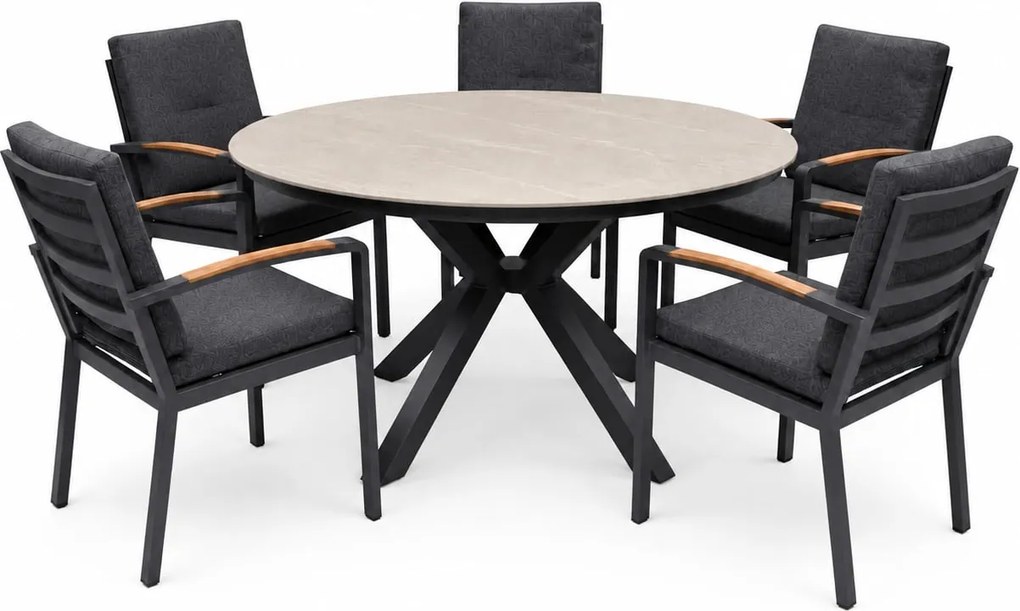 Samantha Costa Rica dining tuinset 144xH75 cm 6 delig antraciet keramiek