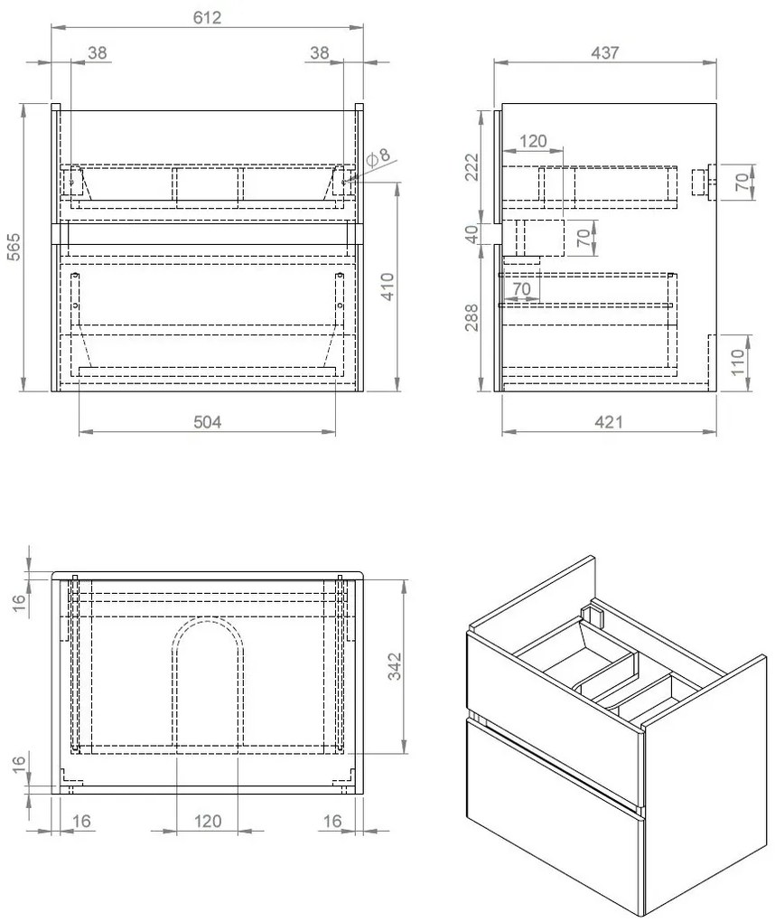 Best Design Quick badmeubel bruin eiken 65cm en wastafel wit glans
