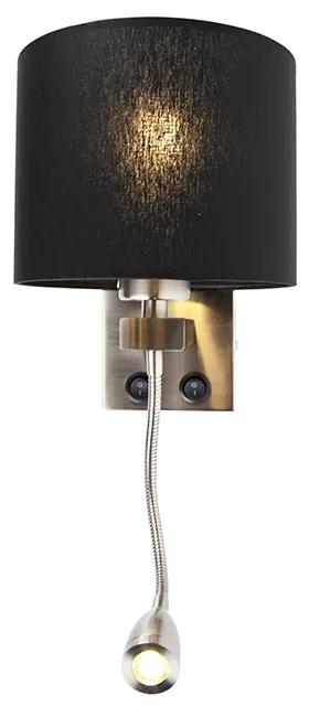 LED Moderne wandlamp staal met zwarte kap - Brescia Modern E27 rond Binnenverlichting Lamp