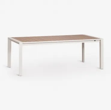 Rechthoekige Uitschuifbare Aluminium Eettafel Amalfi 215-275x100 Cm Gardenia Wit - Sklum