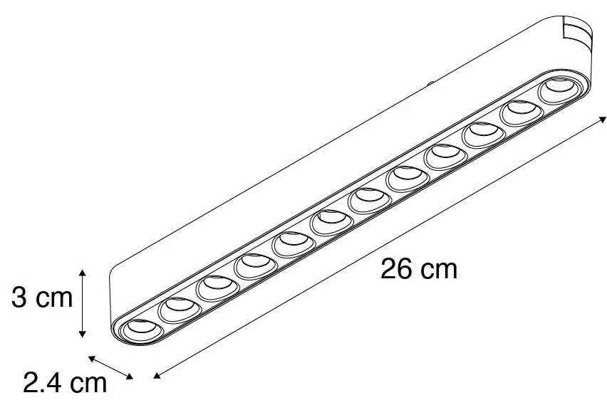 LED Moderne plafondlamp zwart voor railsysteem 1-fase 12W 3000K - Magnetic Puntua Modern Binnenverlichting Lamp