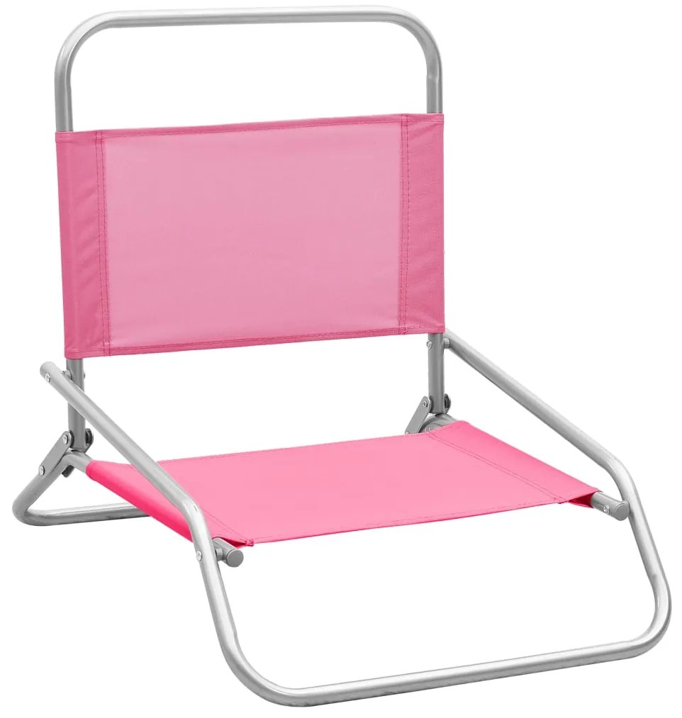 vidaXL Strandstoelen 2 st inklapbaar stof roze