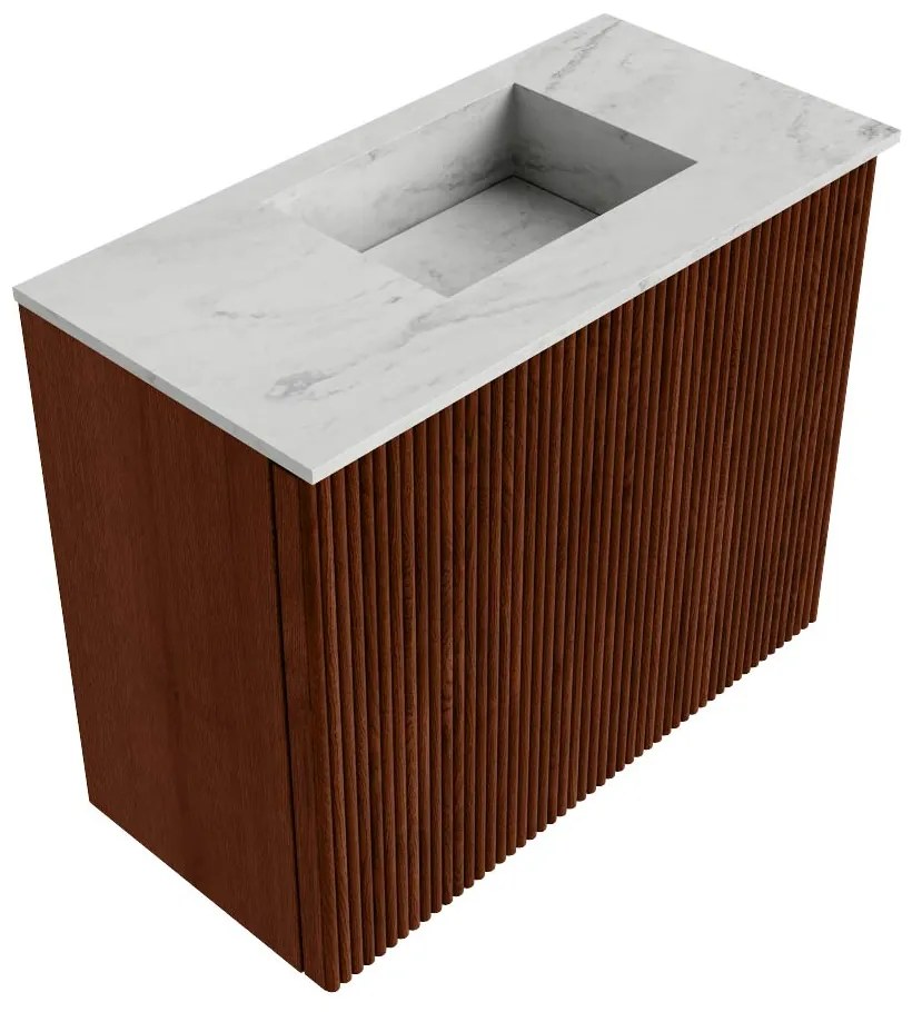 Mondiaz Joya DLux 50cm toiletmeubel ruby met wastafel faye rechts zonder kraangat opalo