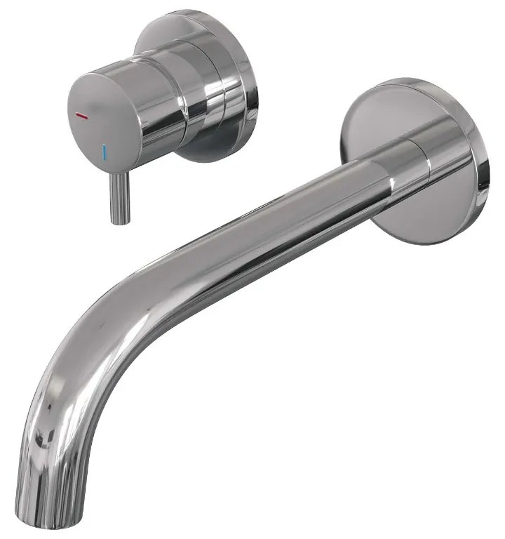 Brauer Chrome Edition ColdStart wastafelkraan inbouw gebogen uitloop en rozetten model B2 chroom