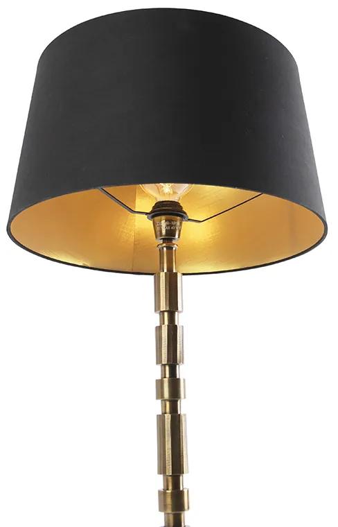 Art Deco tafellamp brons met katoenen kap zwart 45 cm - Torre Art Deco E27 rond Binnenverlichting Lamp