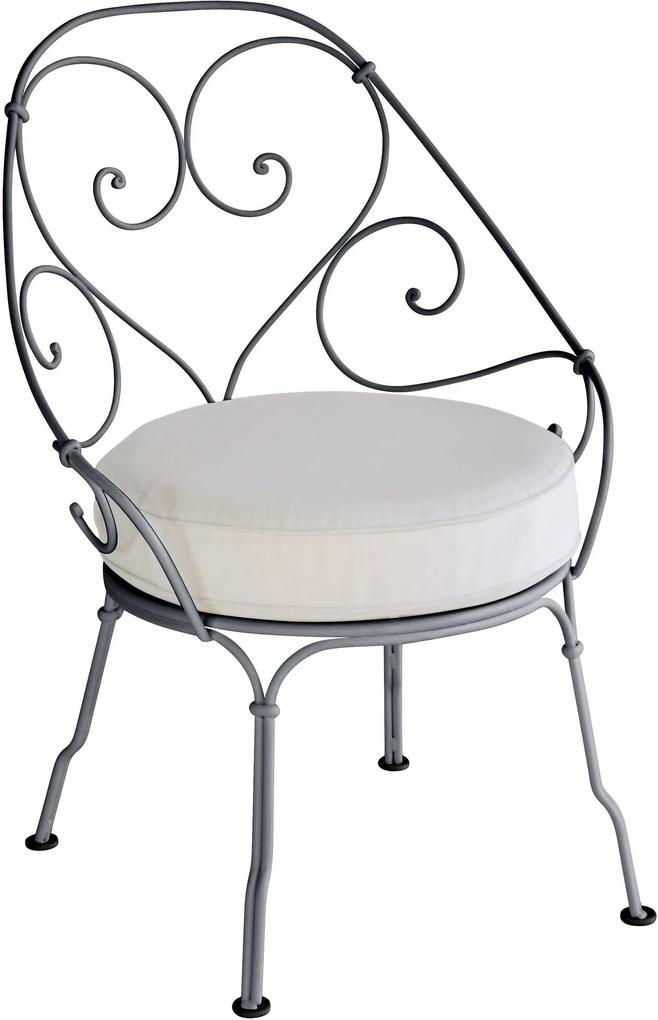 Fermob 1900 fauteuil met off-white zitkussen Anthracite