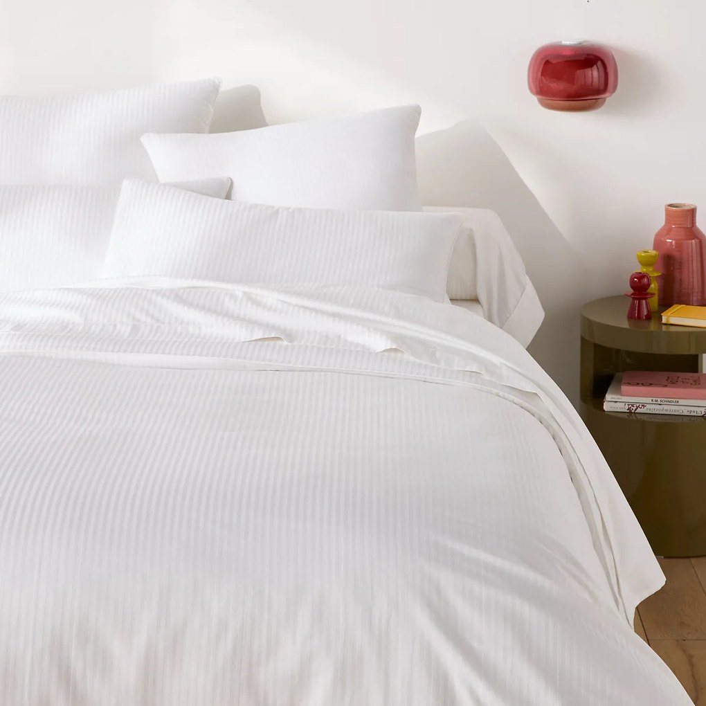 Dekbedovertrek van katoensatijn, 153 draden, Gestreept Opaal