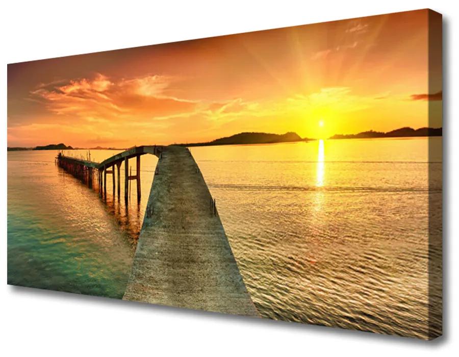 Foto op canvas Zon landschap sea bridge 100x50 cm