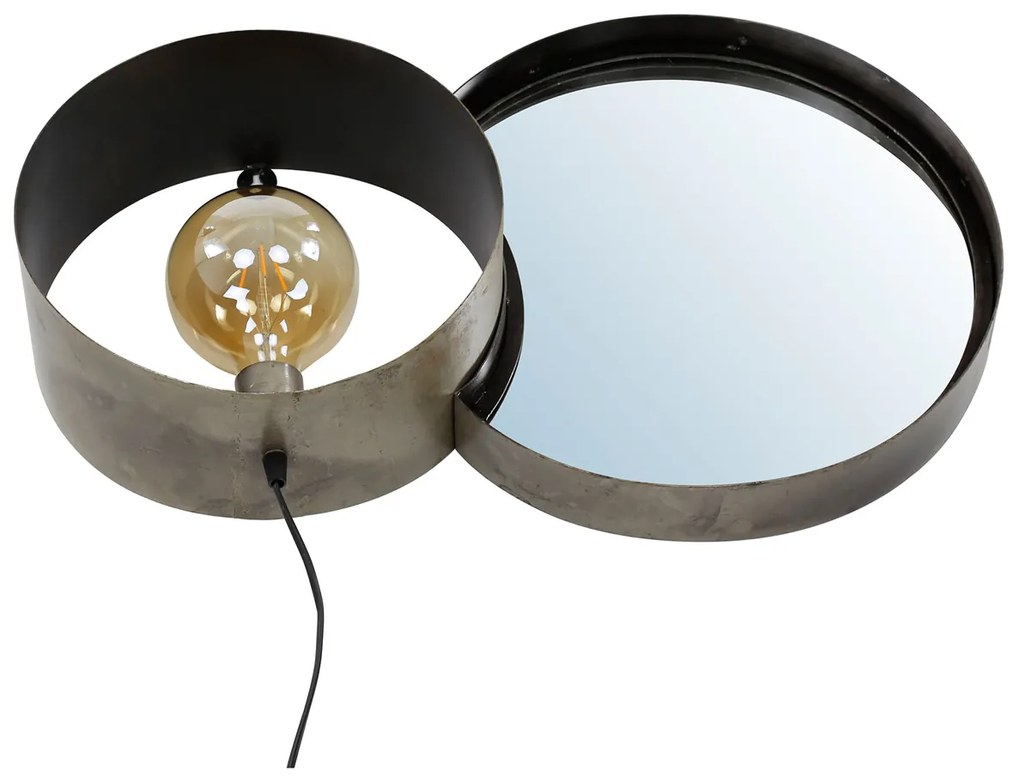 Wandlamp Met Ronde Spiegel Industrieel - 33x41cm