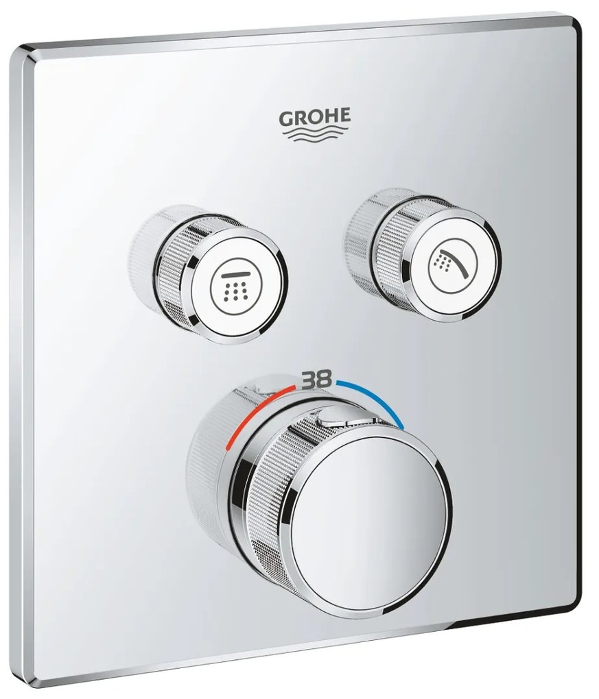 Grohe Grohtherm SmartControl inbouw regendouche vierkant plafondarm 30cm kop