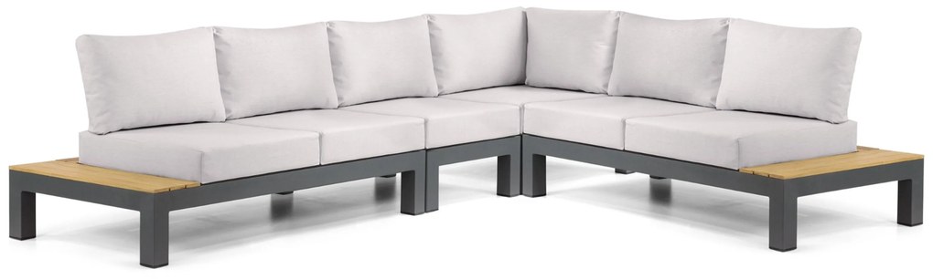 Loungeset 6 personen Aluminium/Teak Grijs Lifestyle Garden Furniture Vittoria